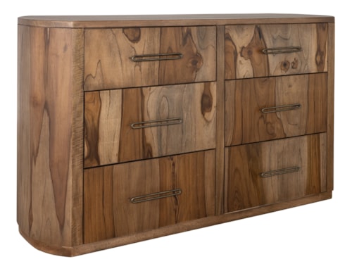 Modern Rustic 6-Drawer Dresser with Microfiber Lined Top Drawers