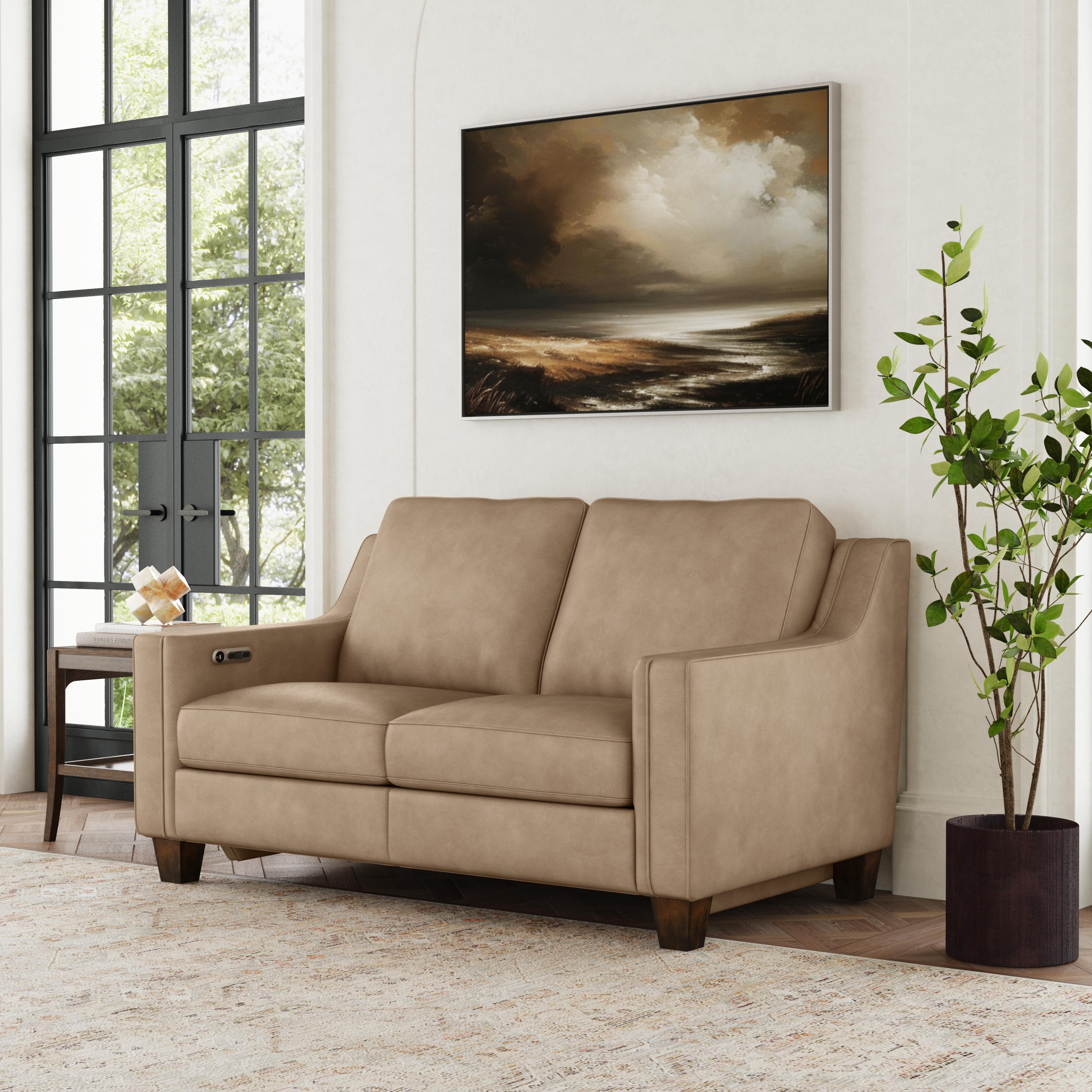 Leather Power Inclining Loveseat