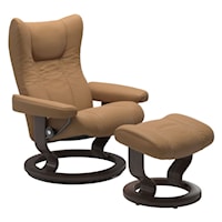 Medium Reclining Chair & Ottoman with Classic Base