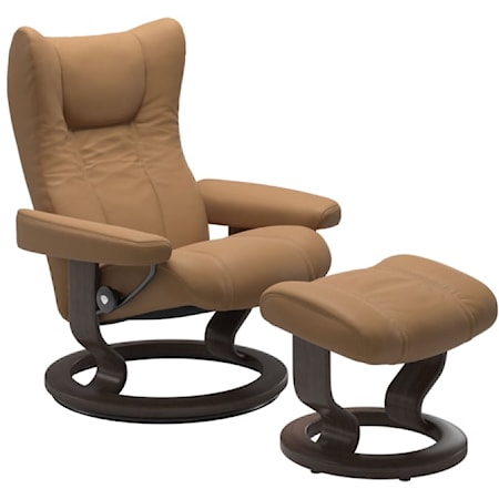 Medium Chair & Ottoman with Classic Base