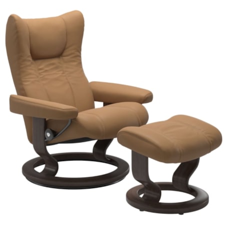 Medium Chair and Ottoman with Classic Base