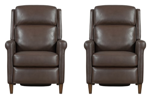 Transitional High Leg Power Recliner with Power Headrest (Set of 2)
