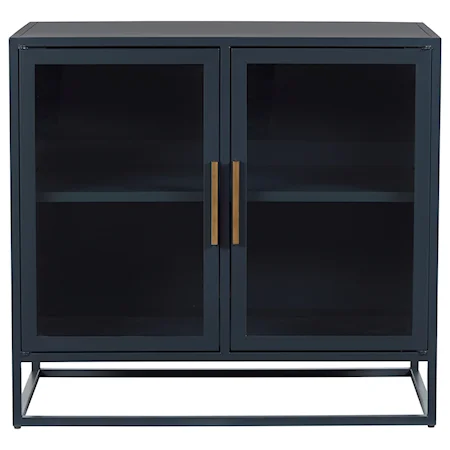 Coastal Metal Kitchen Cabinet with an Adjustable Shelf