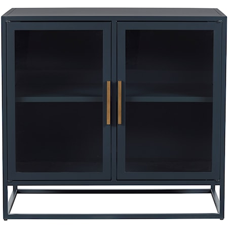 Coastal Metal Kitchen Cabinet with an Adjustable Shelf