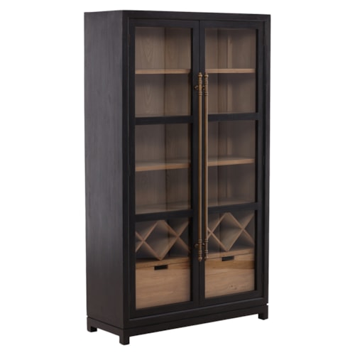 Transitional 4-Shelf Wine Cabinet with Removable Storage Drawers
