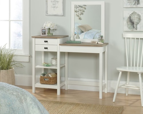 Farmhouse Bedroom Vanity with Framed Mirror