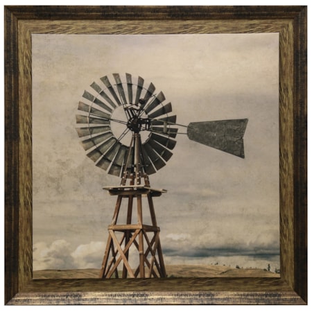 Oklahoma Windmill Print Textured and Framed