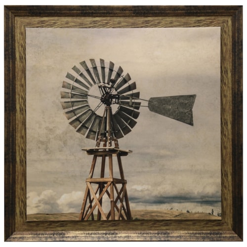 Oklahoma Windmill Print Textured and Framed