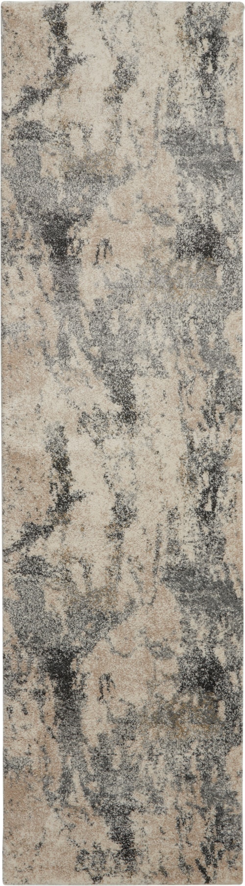 2'2" x 7'6" Cream Grey Runner Rug
