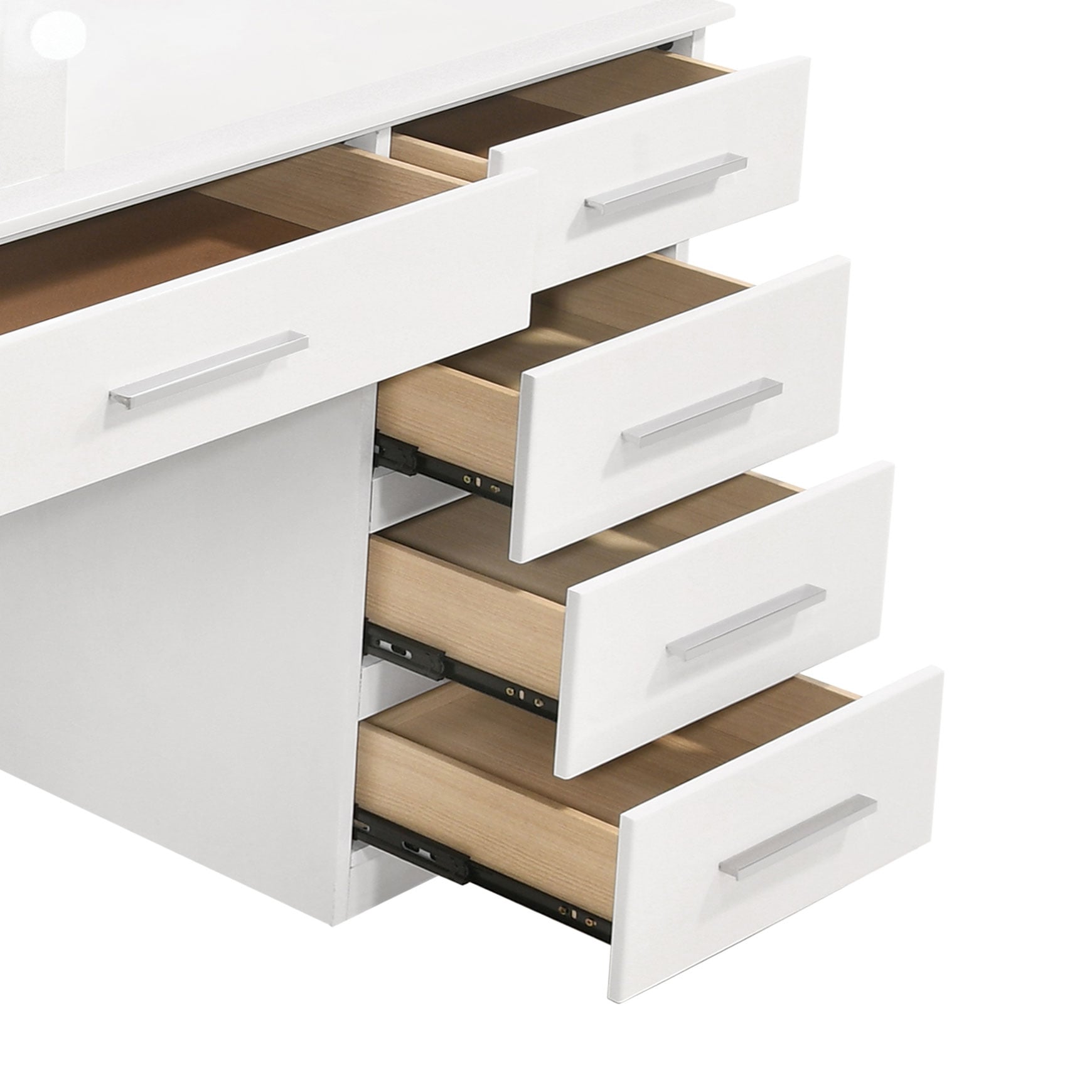 9-Drawer Vanity Table w/ Lighted Mirror