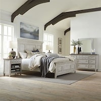 Farmhouse 4-Piece King Panel Bedroom Group with Nightstand