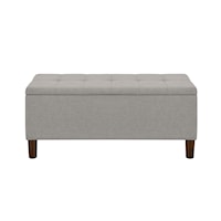 Transitional Storage Bench with Grid-Tufted Seat in Glacier