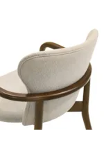 Armen Living Klarissa Mid-Century Modern Upholstered Exposed-Wood Dining Arm Chair