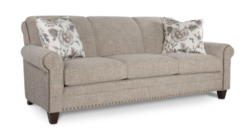 Traditional Upholstered Sofa with Tapered Wood Leg