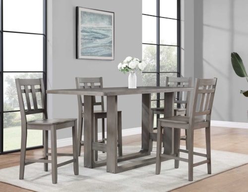 Rustic 5-Piece Counter Height Dining Set