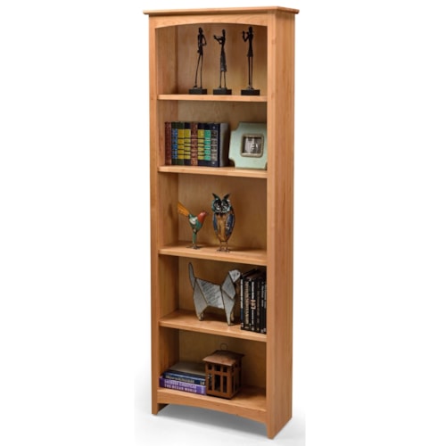 Solid Wood Alder Bookcase with 4 Open Shelves