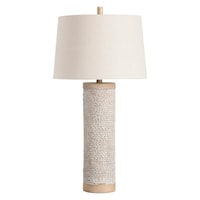 Coastal Table Lamp with Resin-Carved Cylinder Base