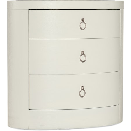 Casual 3-Drawer Oval Nightstand with USB Ports