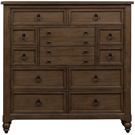 Transitional 12-Drawer Chesser with Dovetail Construction
