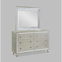 Glam 6-Drawer Dresser with Diamond Patterned Drawer Frotns