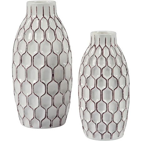 2-Piece Dionna White Vase Set