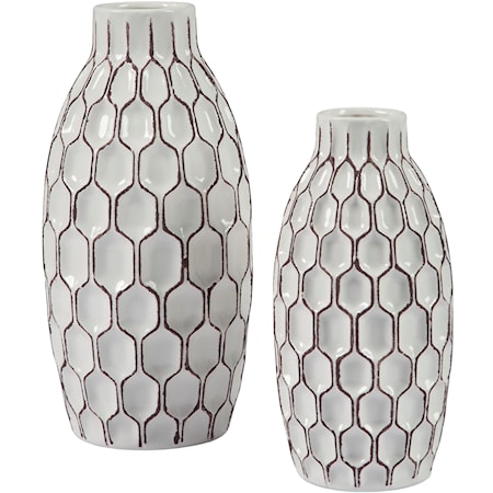 2-Piece Dionna White Vase Set