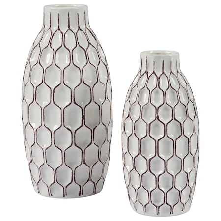 2-Piece Dionna White Vase Set