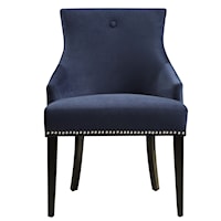 Transitional Upholstered Dining Chair in Navy Blue