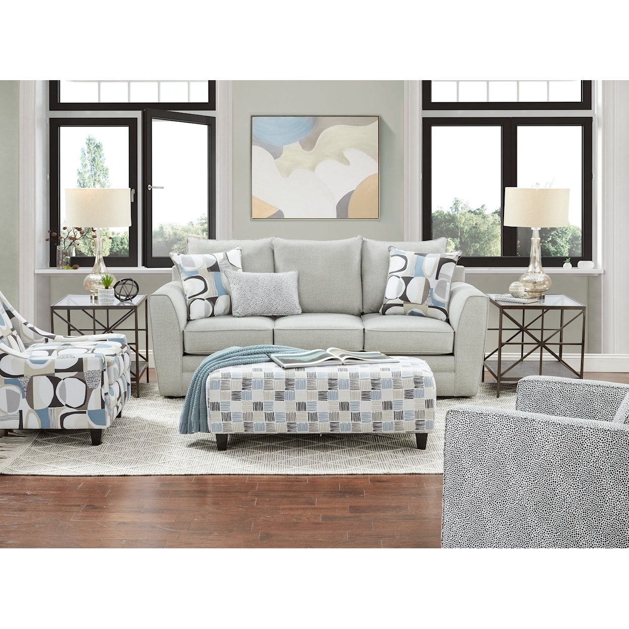 Fusion Furniture 3000 MAX GRAY Living Room Set