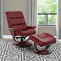 Traditional Manual Reclining Swivel Chair and Ottoman
