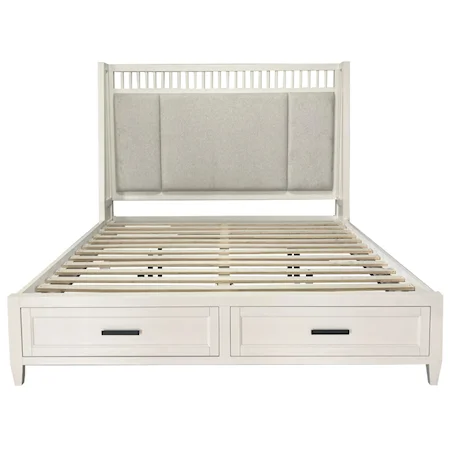 Modern Farmhouse Queen Shelter Bed with Footboard Storage