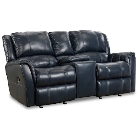 Casual Gliding Console Loveseat with Pillow Top Arms