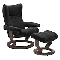 Large Reclining Chair and Ottoman with Classic Base