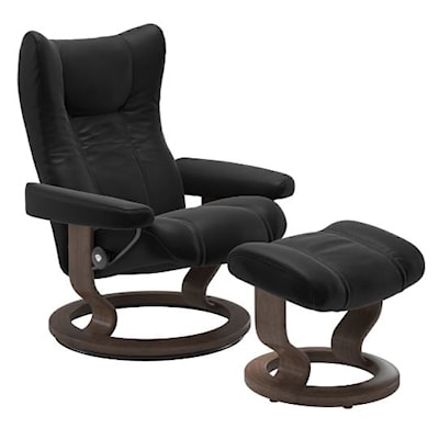 Stressless by Ekornes Wing Small Reclining Chair and Ottoman