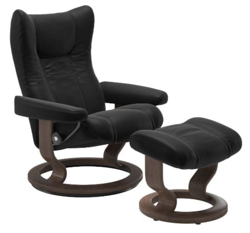 Casual Medium Reclining Chair and Ottoman with Classic Base