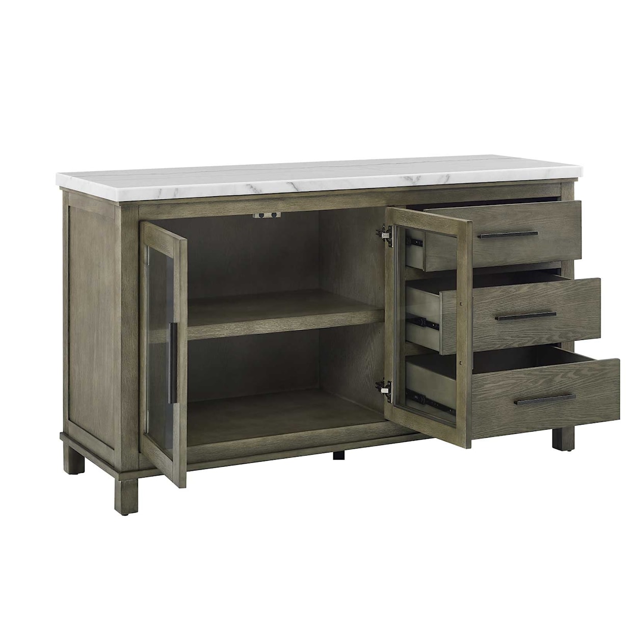 Prime Grayson Server with White Marble Top and Storage