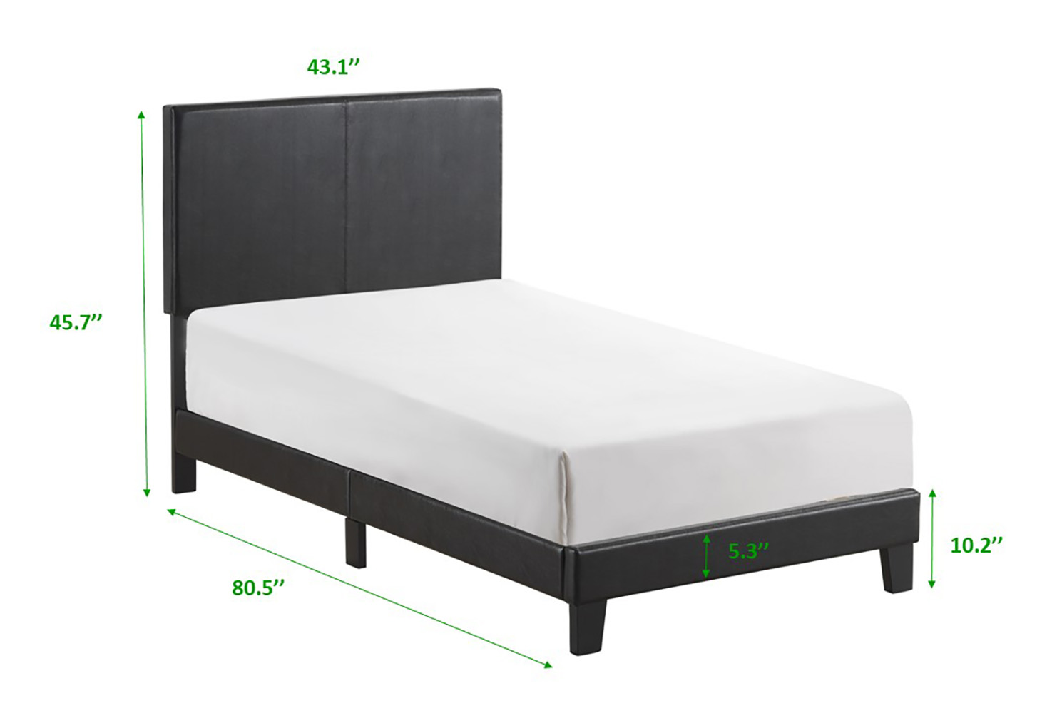 Crown Mark Yates 5281PUT Twin Platform Bed with Adjustable Headboard