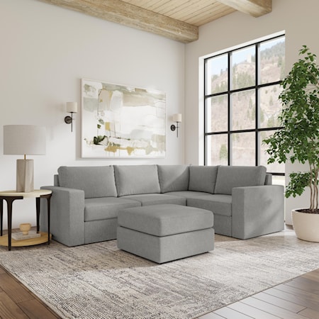 4-Seat Sectional Sofa with Ottoman