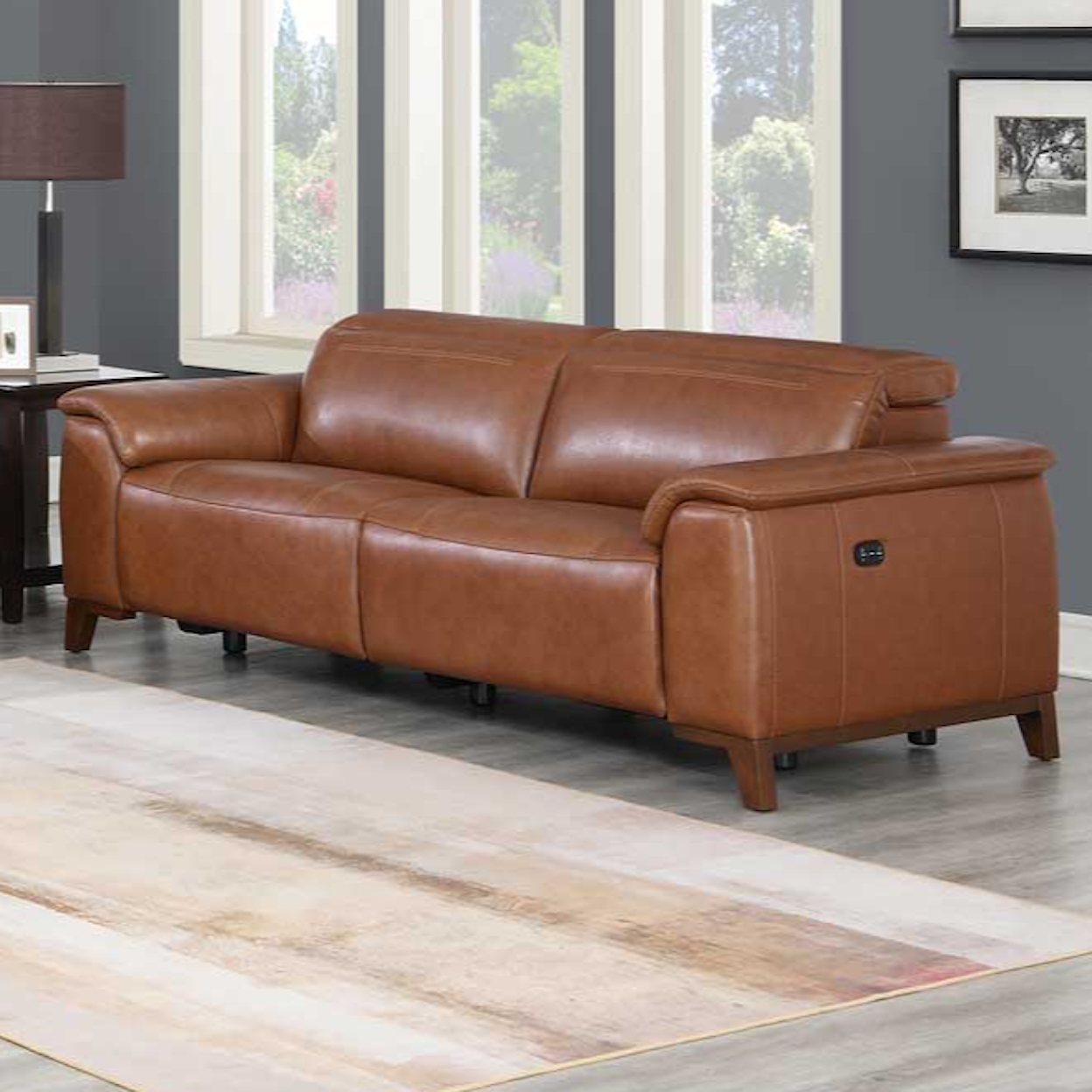 Prime Bergamo Dual-Power Leather Reclining Sofa