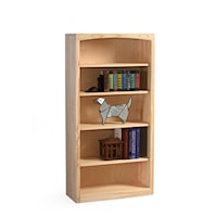 Customizable 30 X 60  Solid Pine Bookcase with 4 Open Shelves