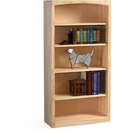 Solid Pine Bookcase with 4 Open Shelves