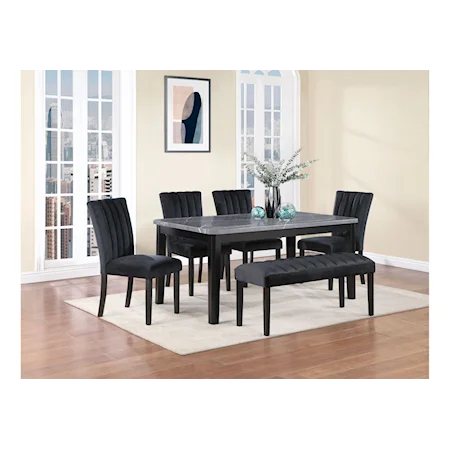 Dining Table Set with 4 Dining Chairs and Bench