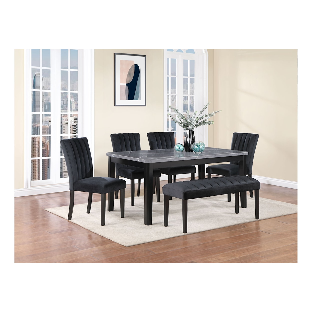 Global Furniture D8685DT+DC+BN 6pc Dining Table Set