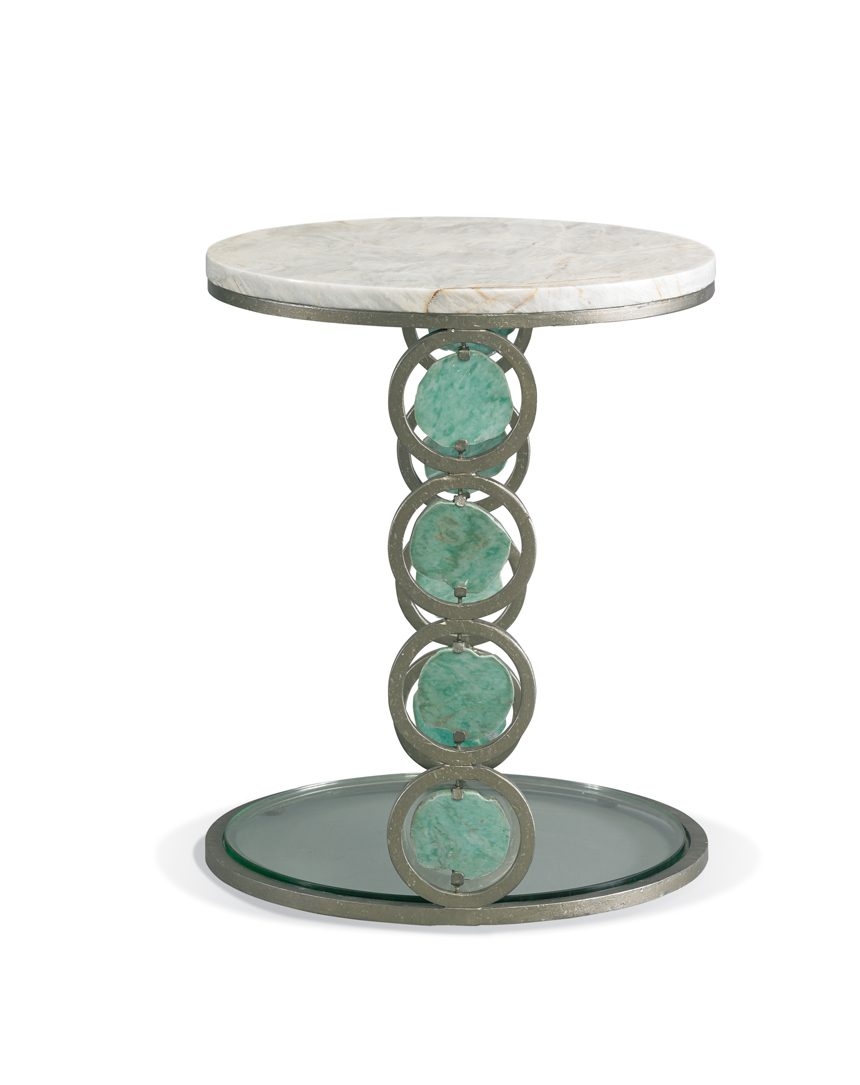 Sherrill Occasional INFINITY Jade Stone Accent Table w/Glass Base