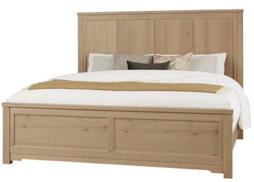 Transitional Queen Panel Bed with Six Panel Headboard