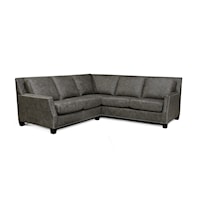 Contemporary 2-Piece Leather Sectional Sofa with Nailheads