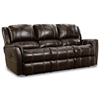 Casual Double Reclining Power Sofa with Pillow Top Arms