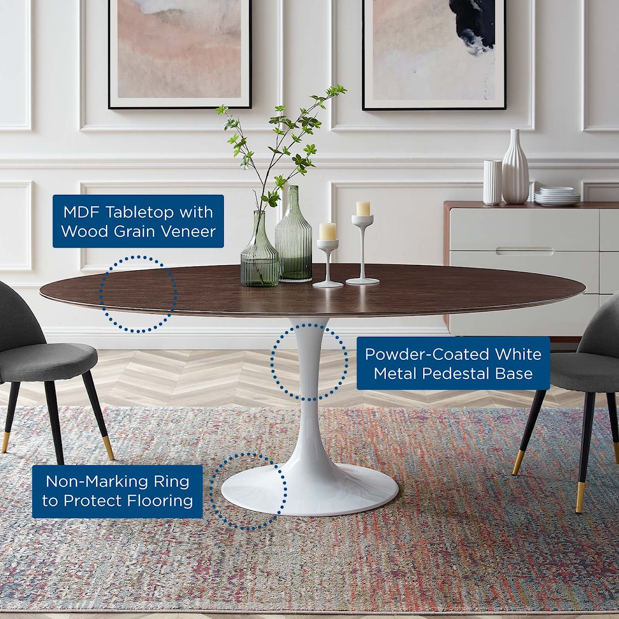 Modway Lippa 78" Oval Dining Table