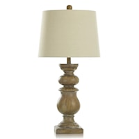 Transitional Sculpted Table Lamp with Linen Hardback Shade