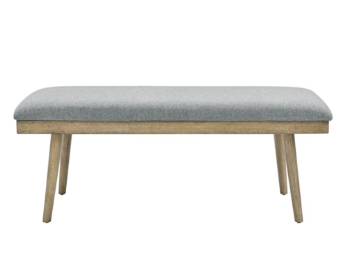 Vida Mid-Century Modern Gray Polyester Upholstered Dining Bench
